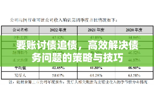 要账讨债追债，高效解决债务问题的策略与技巧