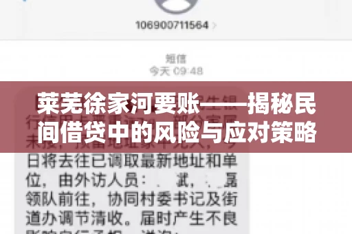 莱芜徐家河要账——揭秘民间借贷中的风险与应对策略 莱芜徐家河要账——揭秘民间借贷中的风险与应对策略