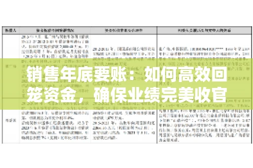 销售年底要账:如何高效回笼资金,确保业绩完美收官 销售年底要账:如何高效回笼资金,确保业绩完美收官