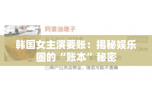 韩国女主演要账：揭秘娱乐圈的“账本”秘密