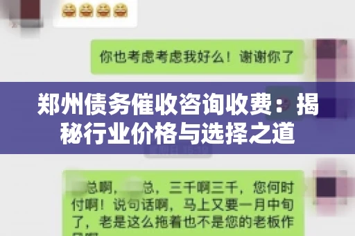 郑州债务催收咨询收费:揭秘行业价格与选择之道 郑州债务催收咨询收费:揭秘行业价格与选择之道