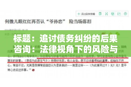 标题：追讨债务纠纷的后果咨询：法律视角下的风险与应对